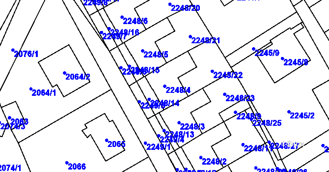Parcela st. 2248/4 v KÚ Černošice, Katastrální mapa