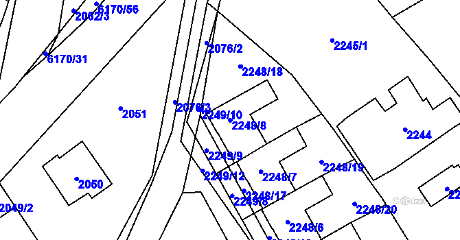 Parcela st. 2248/8 v KÚ Černošice, Katastrální mapa