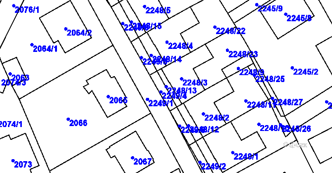 Parcela st. 2248/13 v KÚ Černošice, Katastrální mapa