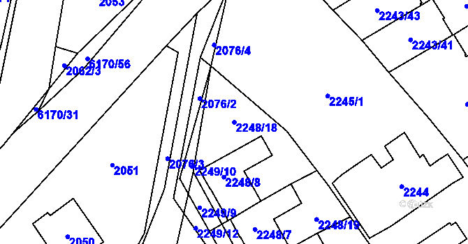 Parcela st. 2248/18 v KÚ Černošice, Katastrální mapa