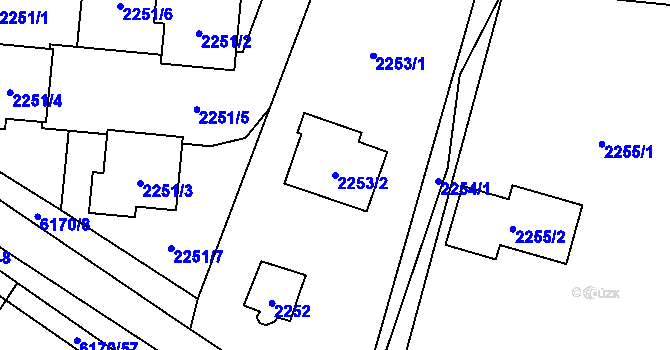Parcela st. 2253/2 v KÚ Černošice, Katastrální mapa