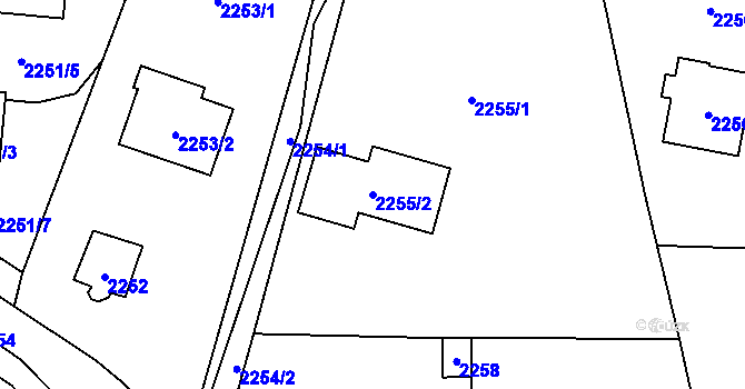 Parcela st. 2255/2 v KÚ Černošice, Katastrální mapa