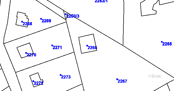 Parcela st. 2266 v KÚ Černošice, Katastrální mapa