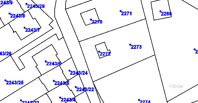 Parcela st. 2272 v KÚ Černošice, Katastrální mapa