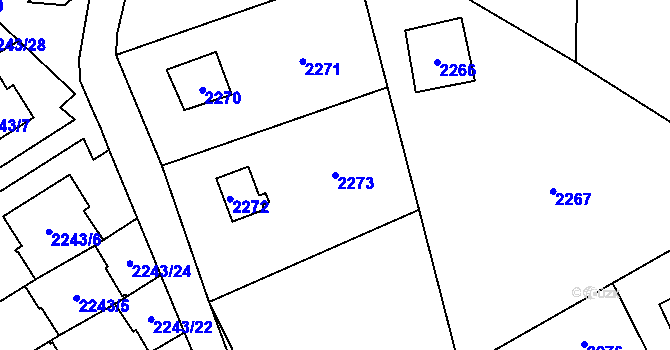Parcela st. 2273 v KÚ Černošice, Katastrální mapa