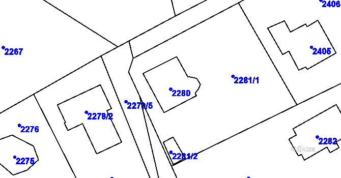 Parcela st. 2280 v KÚ Černošice, Katastrální mapa