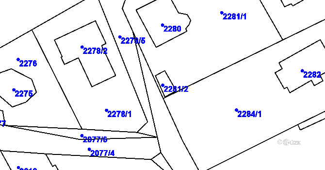 Parcela st. 2281/2 v KÚ Černošice, Katastrální mapa
