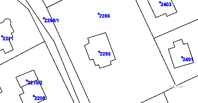 Parcela st. 2285 v KÚ Černošice, Katastrální mapa