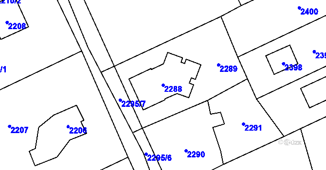 Parcela st. 2288 v KÚ Černošice, Katastrální mapa
