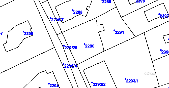 Parcela st. 2290 v KÚ Černošice, Katastrální mapa