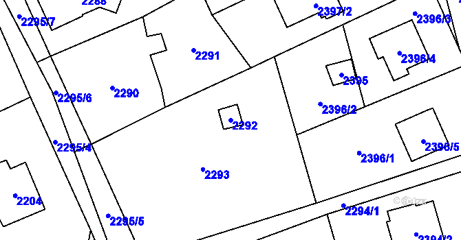 Parcela st. 2292 v KÚ Černošice, Katastrální mapa