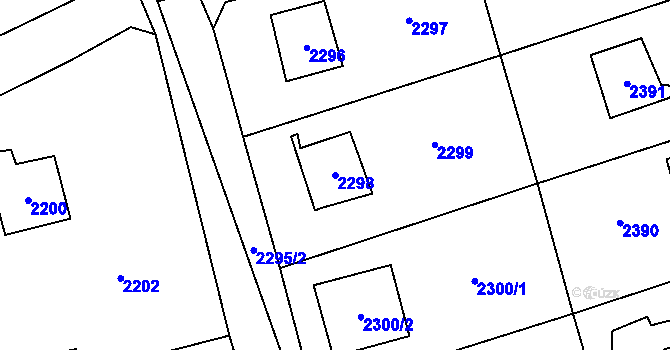 Parcela st. 2298 v KÚ Černošice, Katastrální mapa