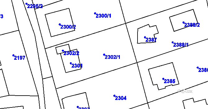 Parcela st. 2302/1 v KÚ Černošice, Katastrální mapa