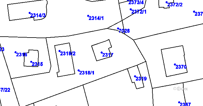 Parcela st. 2317 v KÚ Černošice, Katastrální mapa