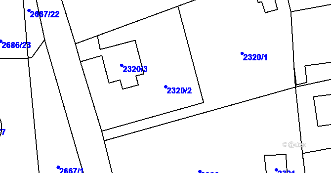 Parcela st. 2320/2 v KÚ Černošice, Katastrální mapa