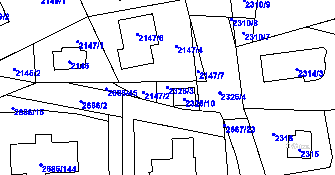 Parcela st. 2326/3 v KÚ Černošice, Katastrální mapa