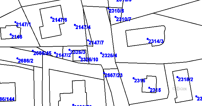 Parcela st. 2326/4 v KÚ Černošice, Katastrální mapa