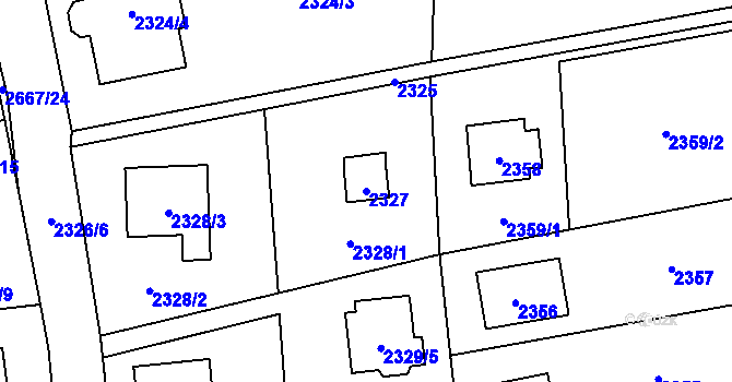 Parcela st. 2327 v KÚ Černošice, Katastrální mapa