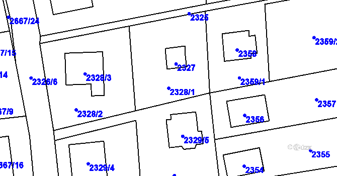 Parcela st. 2328/1 v KÚ Černošice, Katastrální mapa