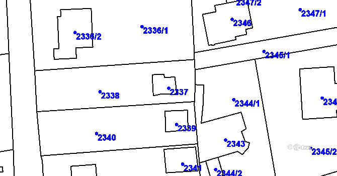 Parcela st. 2337 v KÚ Černošice, Katastrální mapa