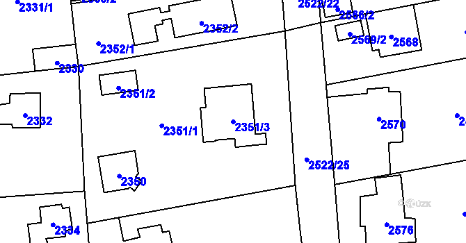 Parcela st. 2351/3 v KÚ Černošice, Katastrální mapa