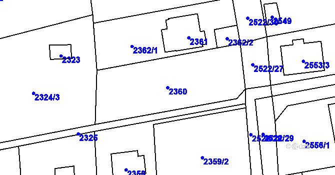 Parcela st. 2360 v KÚ Černošice, Katastrální mapa
