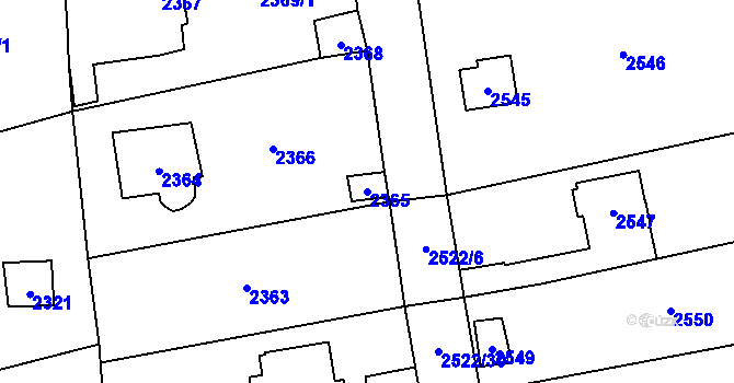 Parcela st. 2365 v KÚ Černošice, Katastrální mapa