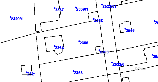 Parcela st. 2366 v KÚ Černošice, Katastrální mapa