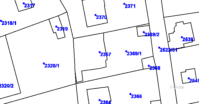 Parcela st. 2367 v KÚ Černošice, Katastrální mapa