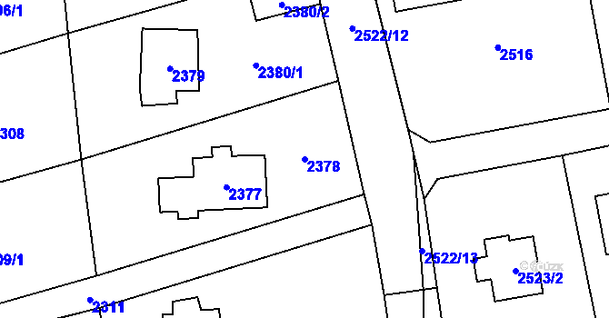 Parcela st. 2378 v KÚ Černošice, Katastrální mapa