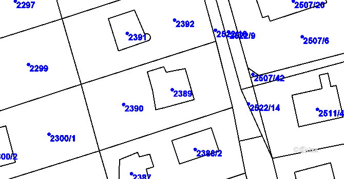 Parcela st. 2389 v KÚ Černošice, Katastrální mapa