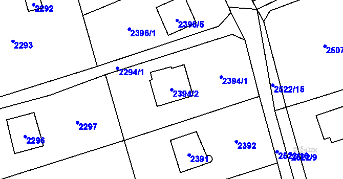 Parcela st. 2394/2 v KÚ Černošice, Katastrální mapa