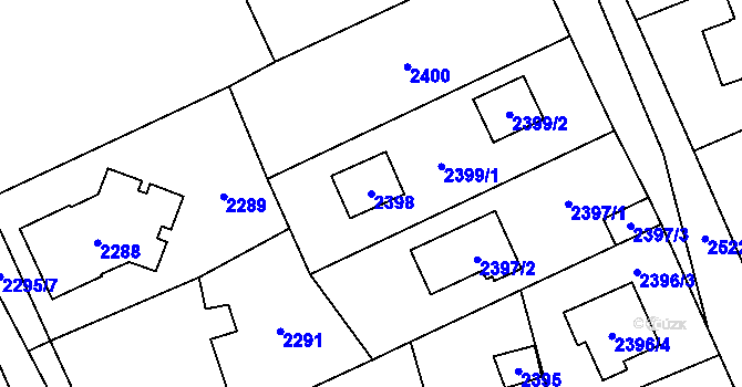 Parcela st. 2398 v KÚ Černošice, Katastrální mapa