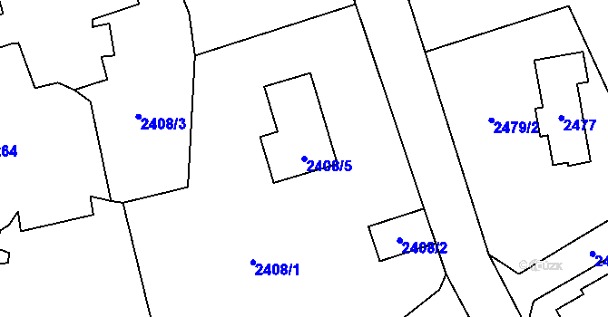 Parcela st. 2408/5 v KÚ Černošice, Katastrální mapa