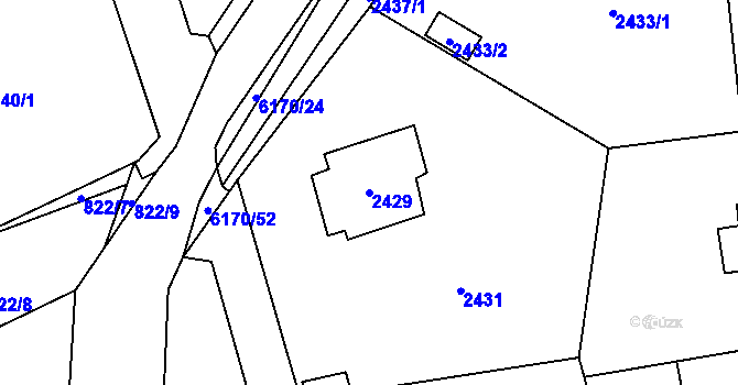 Parcela st. 2429 v KÚ Černošice, Katastrální mapa