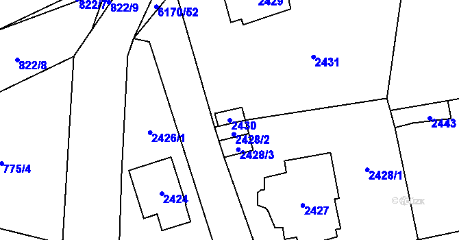 Parcela st. 2430 v KÚ Černošice, Katastrální mapa