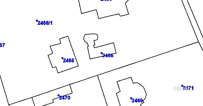 Parcela st. 2466 v KÚ Černošice, Katastrální mapa