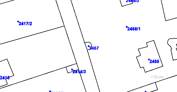 Parcela st. 2467 v KÚ Černošice, Katastrální mapa