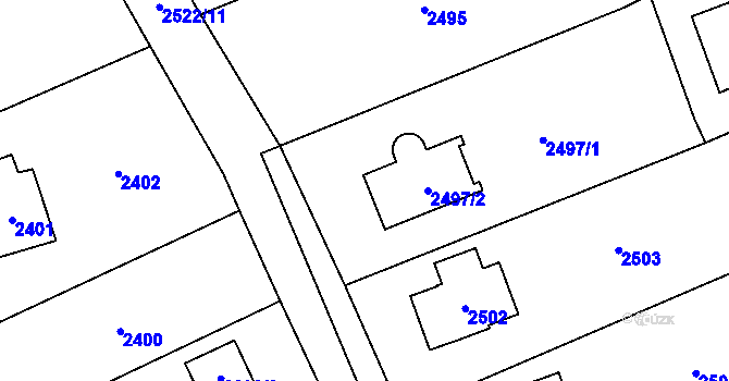 Parcela st. 2496 v KÚ Černošice, Katastrální mapa