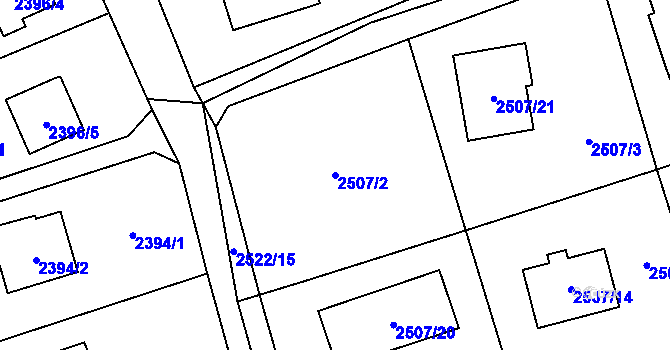Parcela st. 2507/2 v KÚ Černošice, Katastrální mapa
