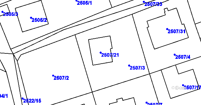 Parcela st. 2507/21 v KÚ Černošice, Katastrální mapa
