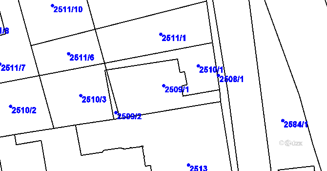 Parcela st. 2509/1 v KÚ Černošice, Katastrální mapa