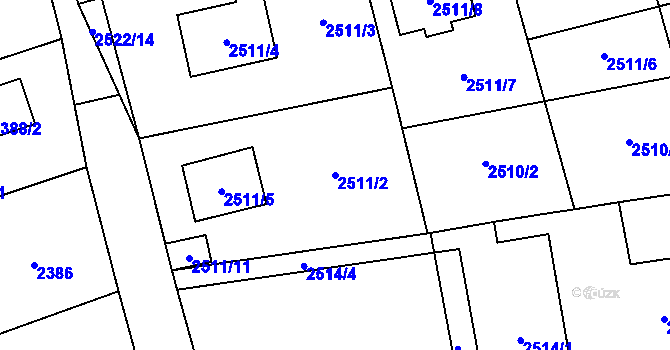 Parcela st. 2511/2 v KÚ Černošice, Katastrální mapa