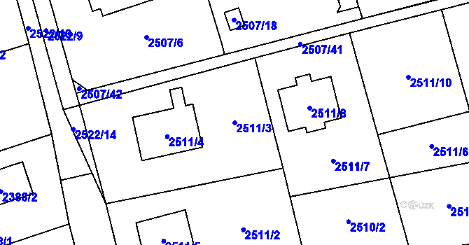 Parcela st. 2511/3 v KÚ Černošice, Katastrální mapa