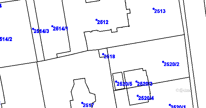 Parcela st. 2518 v KÚ Černošice, Katastrální mapa