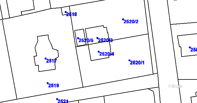 Parcela st. 2520/4 v KÚ Černošice, Katastrální mapa