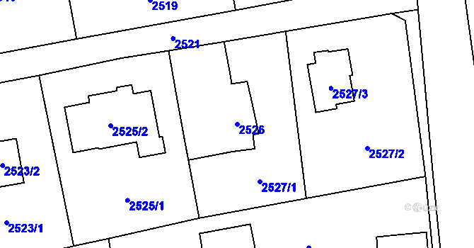 Parcela st. 2526 v KÚ Černošice, Katastrální mapa
