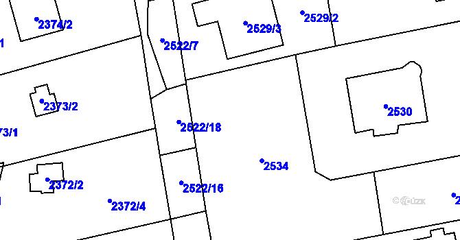 Parcela st. 2533 v KÚ Černošice, Katastrální mapa
