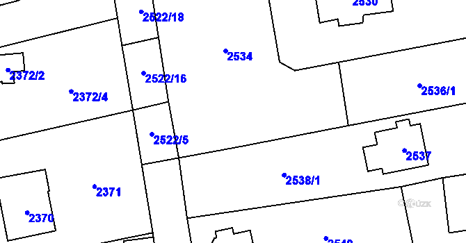 Parcela st. 2535 v KÚ Černošice, Katastrální mapa