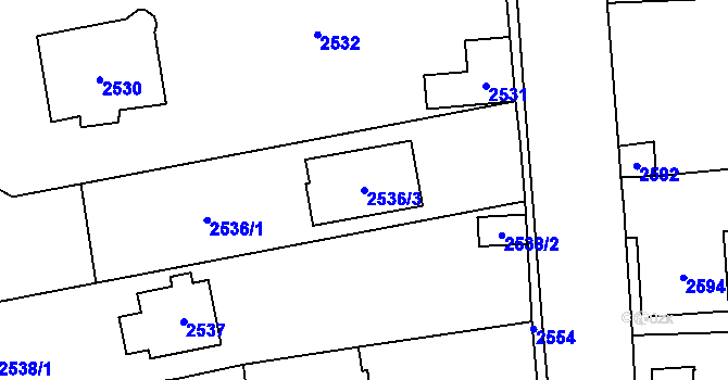 Parcela st. 2536/3 v KÚ Černošice, Katastrální mapa